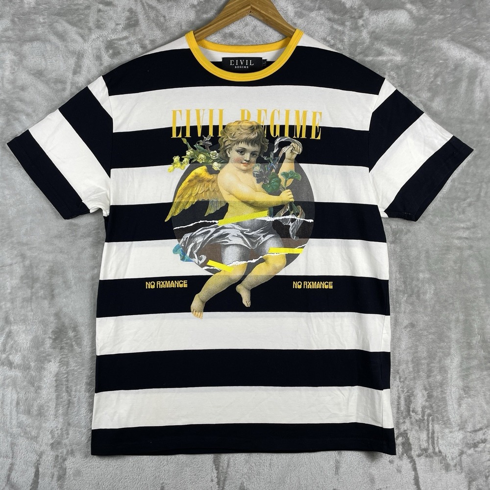 Civil Regime Men's Black Graphic Logo Short Sleeve Streetwear T-Shirt Large